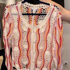 Tribal Jeans Multicolor Crochet Cardigan